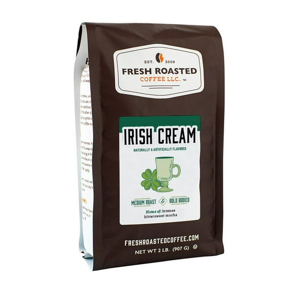 Fresh Roasted Coffee, Irish Cream Flavored Coffee Whole Bean, 32 oz 2 lbs