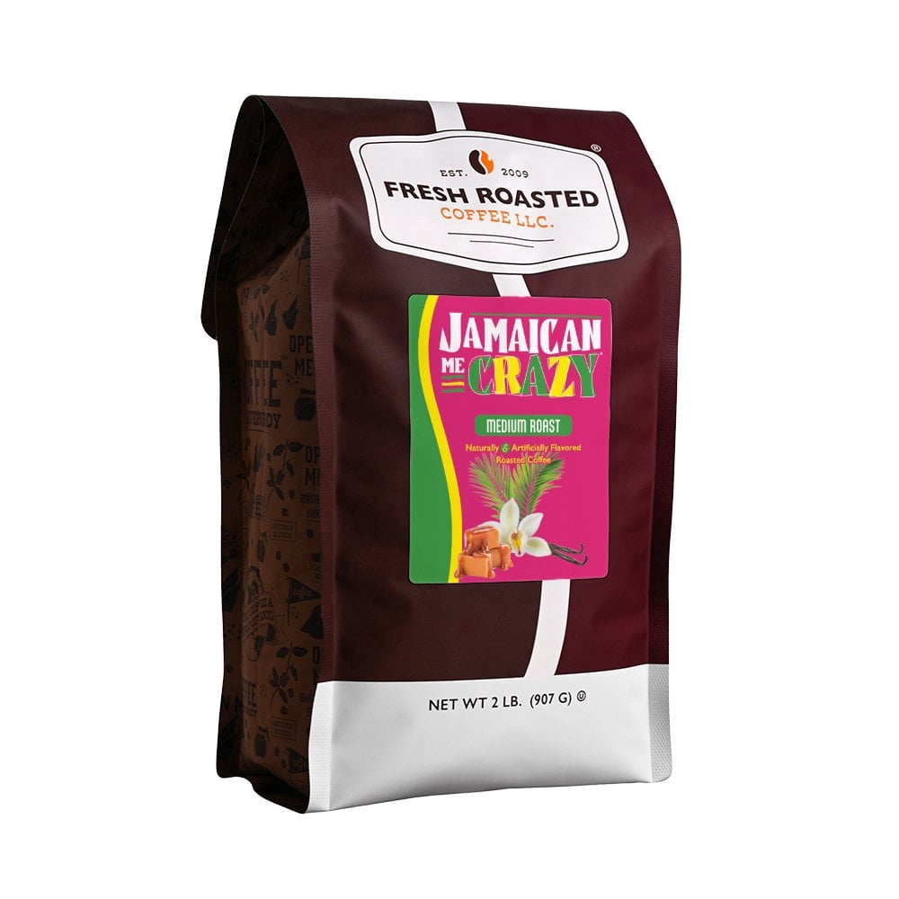 Fresh Roasted Coffee, Jamaican Me Crazy Flavored Coffee Drip Ground, 32 oz 2 lbs