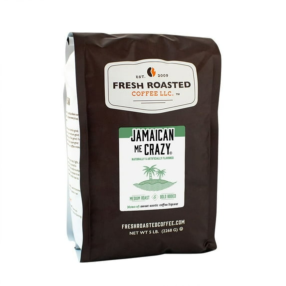 Fresh Roasted Coffee, Jamaican Me Crazy Flavored Coffee Drip Ground, 80 oz 5 lbs