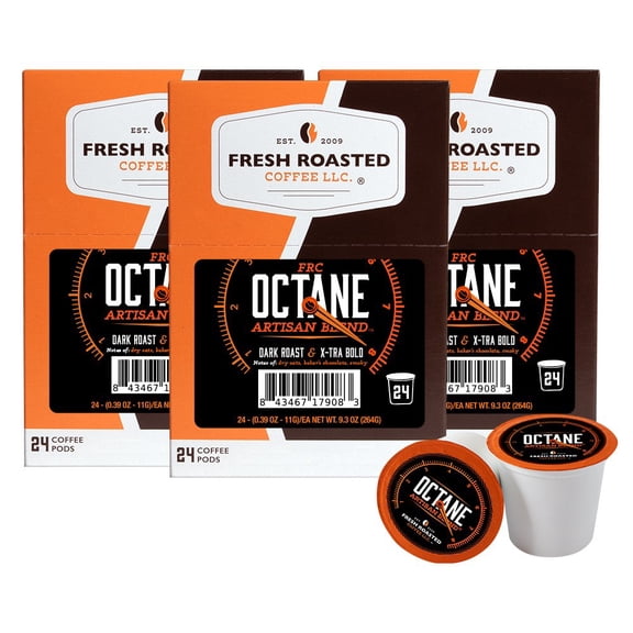 Fresh Roasted Coffee, Octane Italian Roast Coffee Pods, Dark Roast, K-cup Compatible, 72 Count