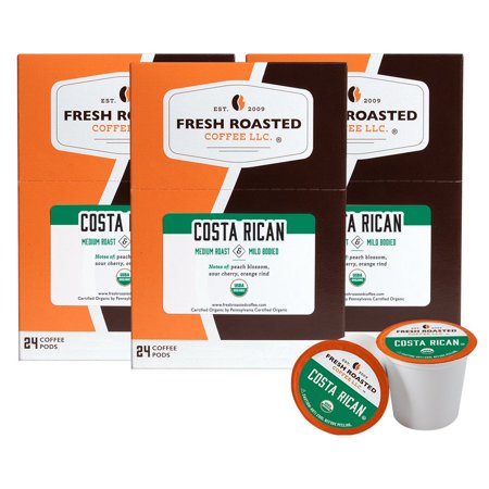 Fresh Roasted Coffee, Organic Costa Rican Coffee Pods, Medium Roast, K-cup Compatible, 72 Count