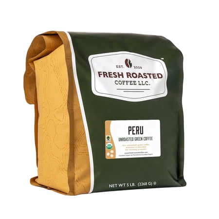 Fresh Roasted Coffee, Organic Unroasted Peru Coffee Beans, 80 oz