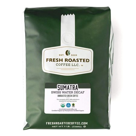 Fresh Roasted Coffee, Organic Green Sumatra Decaf Coffee Beans, 80 oz