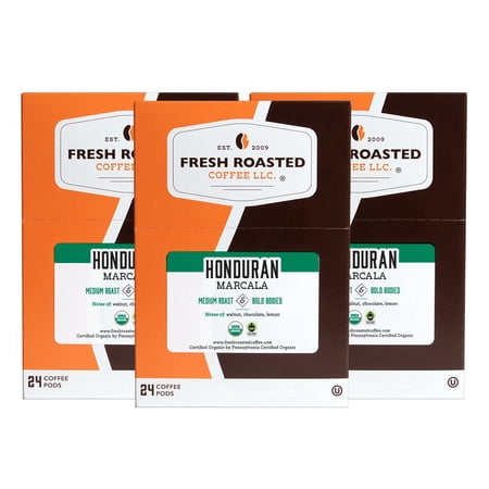 Fresh Roasted Coffee, Organic Honduran Water-Processed Decaf Coffee Pods, Medium Roast, K-cup Compatible, 72 Count