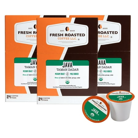 Fresh Roasted Coffee, Organic Java Taman Dadar Coffee Pods, Medium Roast, K-cup Compatible, 72 Count