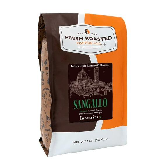 Fresh Roasted Coffee, Sangallo Italian Craft Espresso, Med-Dark Roast, Drip Ground, 32 oz 2 lbs