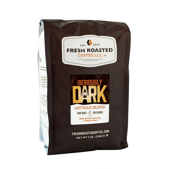 Fresh Roasted Coffee, Seriously Dark Roast, Kosher, Drip Ground, 80 oz 5 lbs