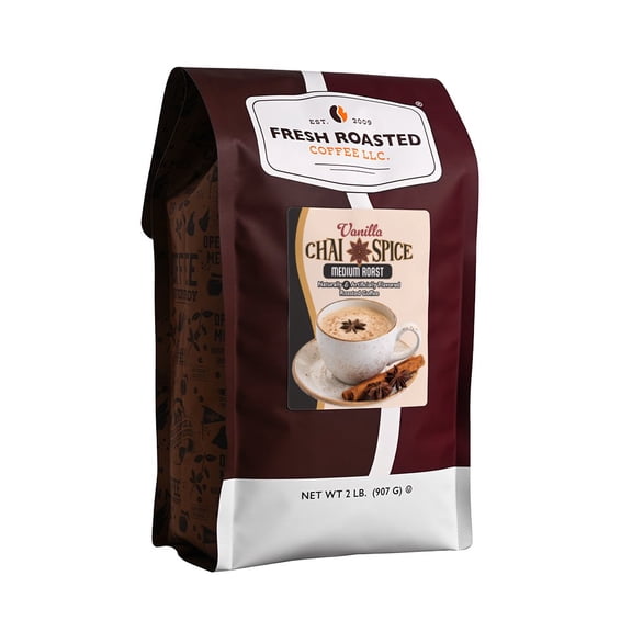 Fresh Roasted Coffee, Vanilla Chai Spice Flavored Coffee  Drip Ground, 32 oz 2 lbs