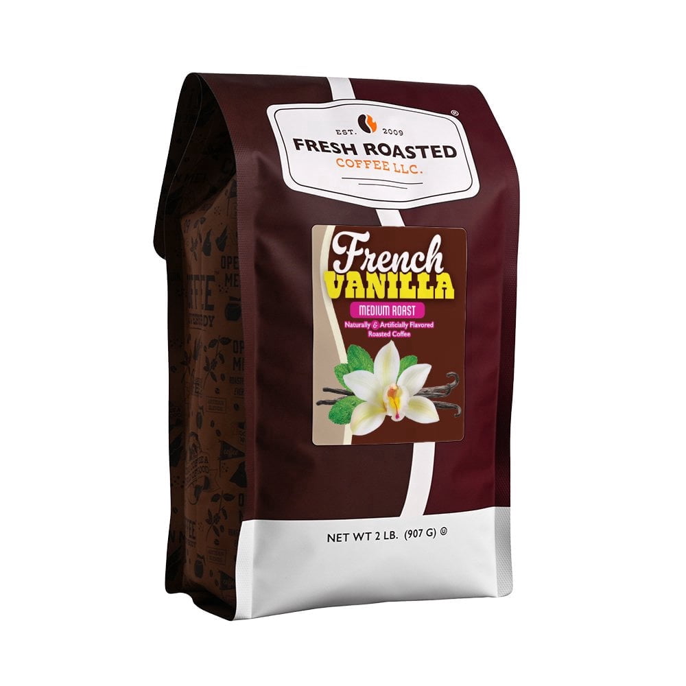 Fresh Roasted Coffee, French Vanilla Flavored Coffee Drip Ground, 32 oz 2 lbs