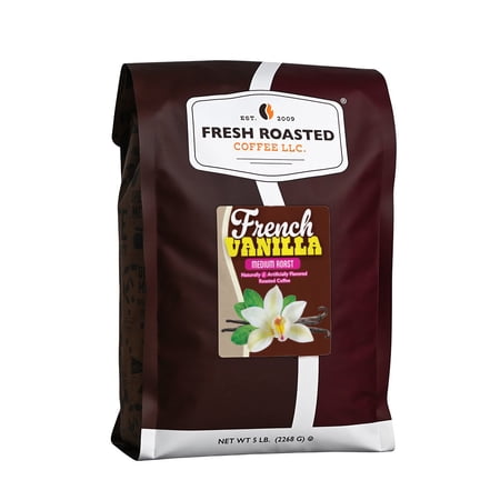 Fresh Roasted Coffee, French Vanilla Flavored Coffee Whole Bean, 80 oz 5 lbs