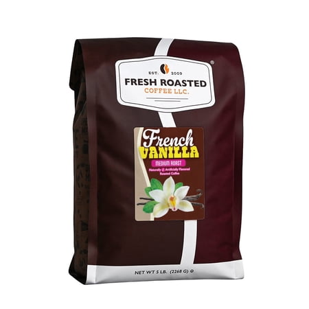 Fresh Roasted Coffee, French Vanilla Flavored Coffee Whole Bean, 80 oz 5 lbs