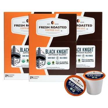 Fresh Roasted Coffee's Classic Coffee Pod Collection  Organic Black Knight, 72 K-compatible Pods