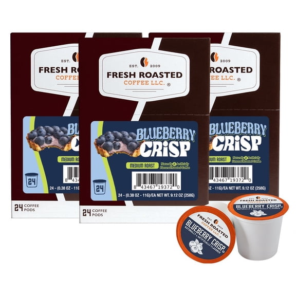 Fresh Roasted Coffee, Blueberry Crisp Flavored Coffee Pods, Medium Roast, K-cup Compatible, 72 Count
