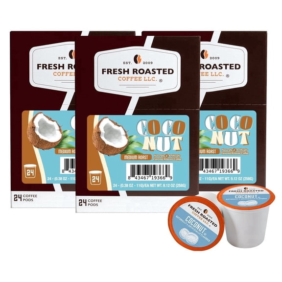 Fresh Roasted Coffee's Flavored Coffee Collection, Coconut, 72 K-compatible Pods