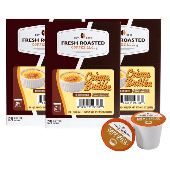 Fresh Roasted Coffee's Flavored Coffee Collection, Creme Brulee, 72 K-compatible Pods