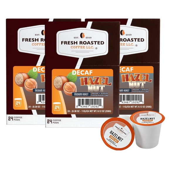 Fresh Roasted Coffee's Flavored Coffee Collection, Decaf Hazelnut, 72 K-compatible Pods