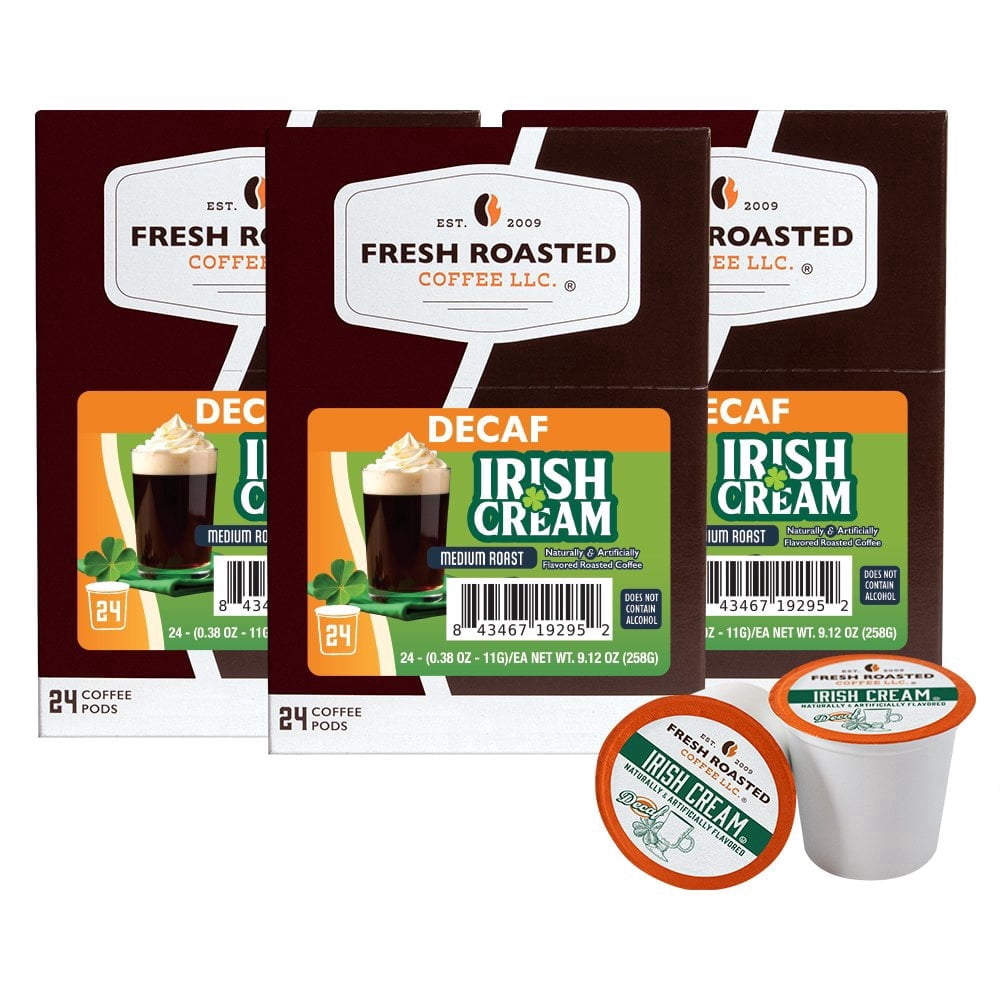Fresh Roasted Coffee's Flavored Coffee Collection, Decaf Irish Cream, 72 K-compatible Pods