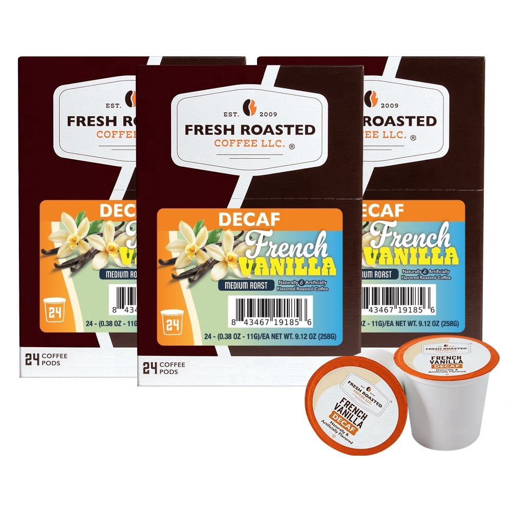 Fresh Roasted Coffee's Flavored Coffee Collection, Decaf Vanilla, 72 K-compatible Pods