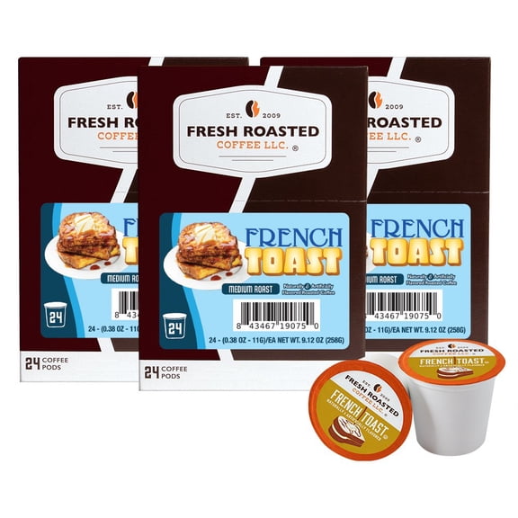Fresh Roasted Coffee's Flavored Coffee Collection, French Toast, 72 K-compatible Pods