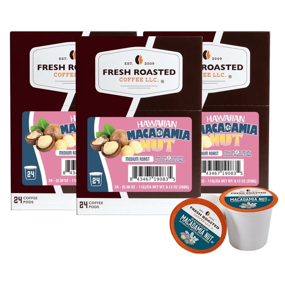Fresh Roasted Coffee's Flavored Coffee Collection, Hawaiian Macadamia Nut, 72 K-compatible Pods