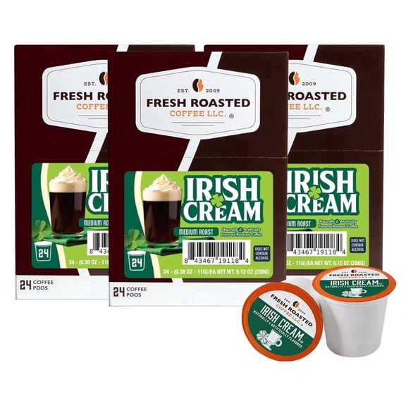 Fresh Roasted Coffee's Flavored Coffee Collection, Irish Cream, 72 K-compatible Pods