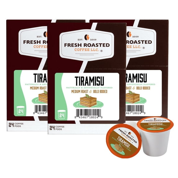 Fresh Roasted Coffee's Flavored Coffee Collection, Tiramisu, 72 K-compatible Pods