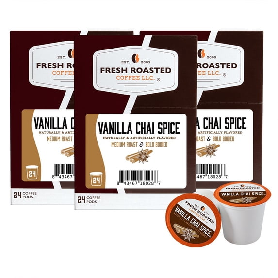 Fresh Roasted Coffee's Flavored Coffee Collection, Vanilla Chai Spice, 72 K-compatible Pods