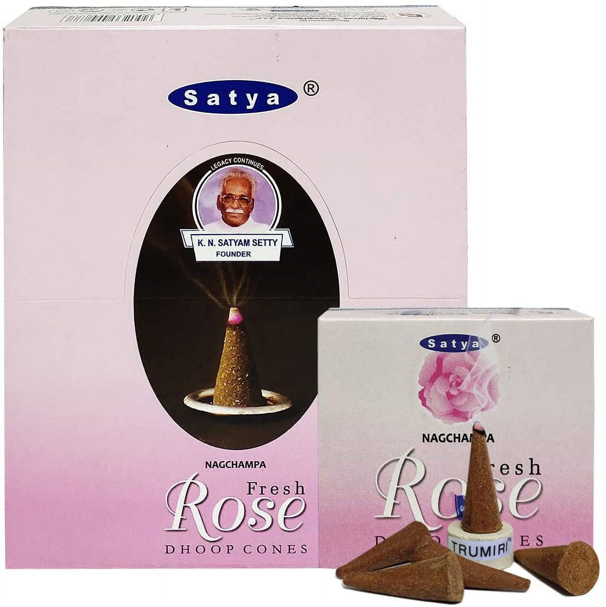 TRUMIRI Incense Cone Holder & Satya Super Sandal Dhoop Cones Bundle - 72 Natural Cones, Handmade In India