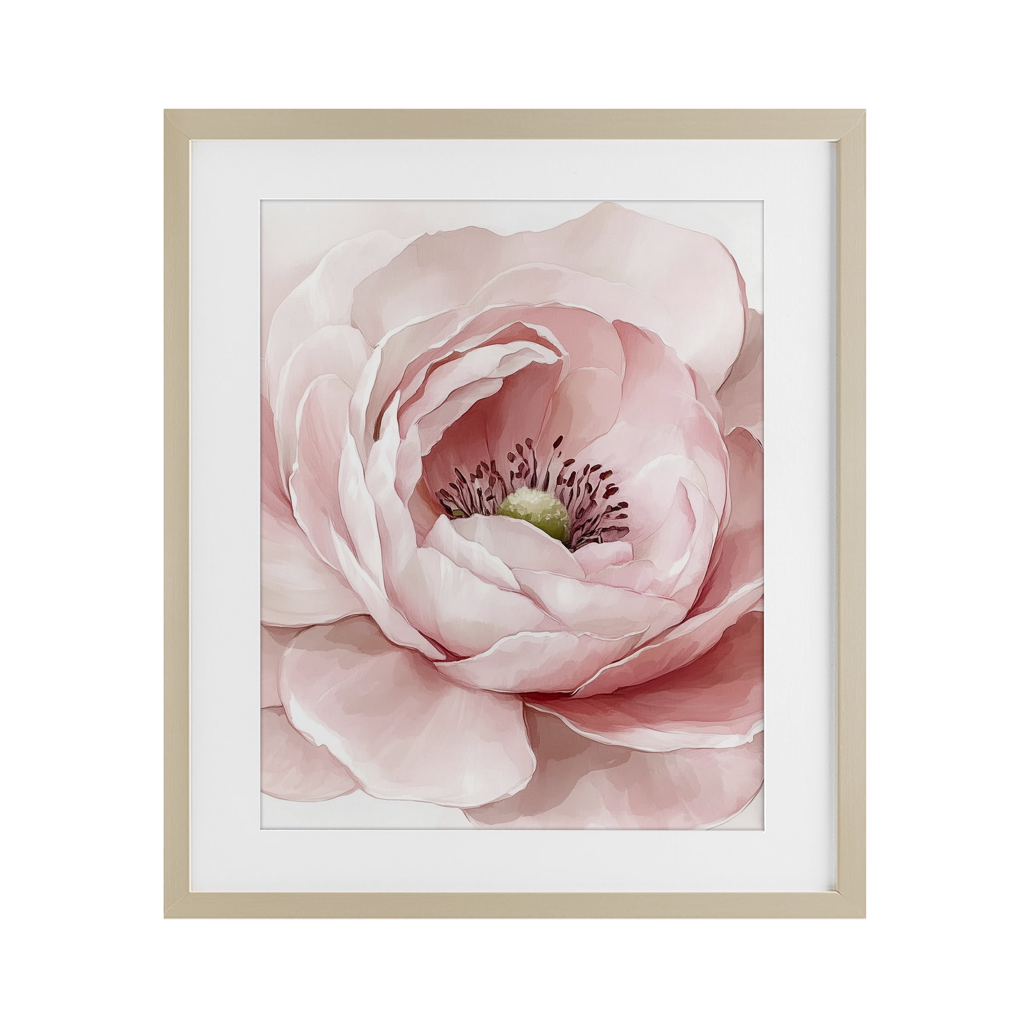 Fresh Rosy Close Up Petals Birch Framed Print Under Glass, design by Christine Simpson Art