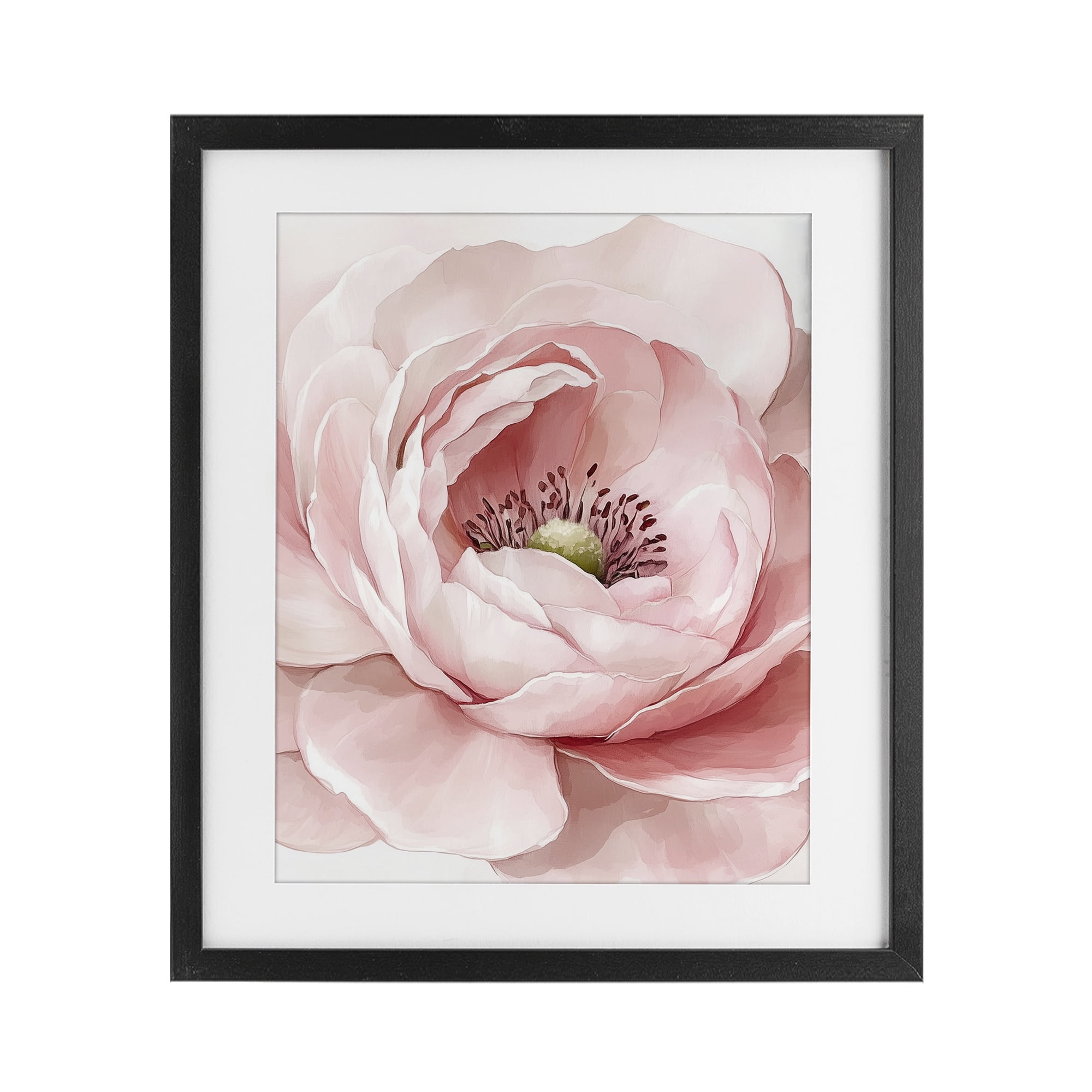 Fresh Rosy Close Up Petals Black Framed Print Under Glass, design by Christine Simpson Art