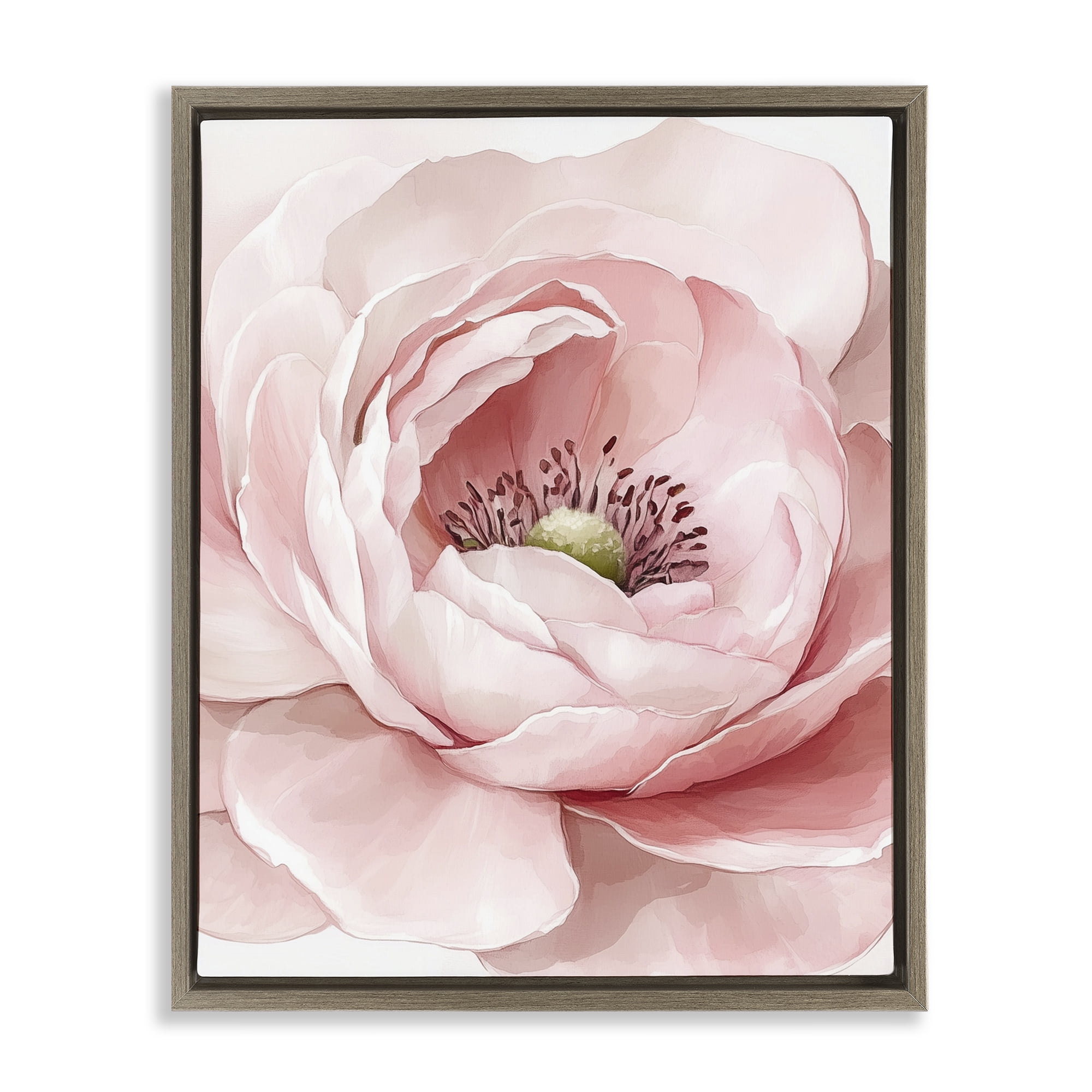 Fresh Rosy Close Up Petals Brown Framed Floater Canvas Wall Art, design by Christine Simpson Art