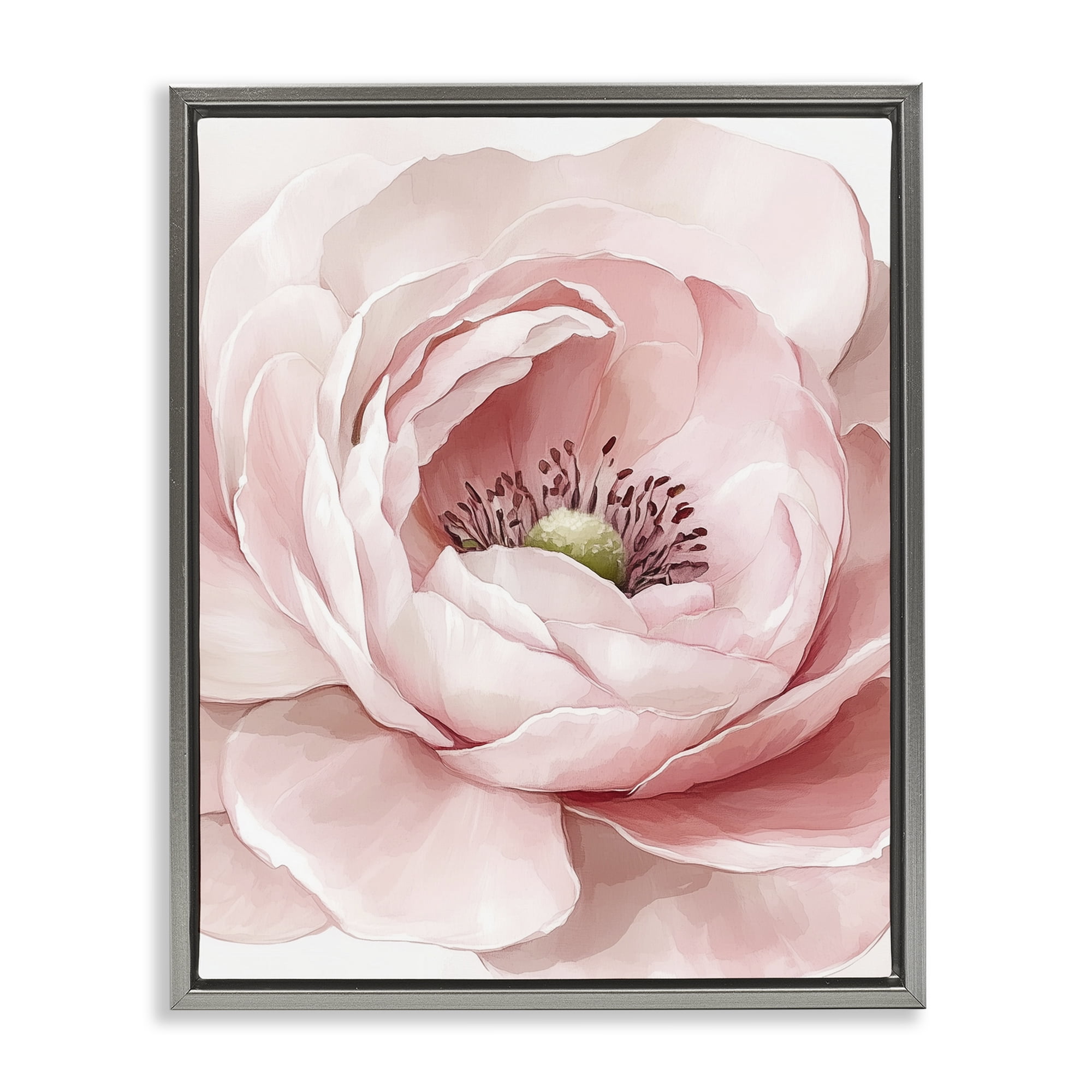Fresh Rosy Close Up Petals Gray Framed Floater Canvas Wall Art, design by Christine Simpson Art