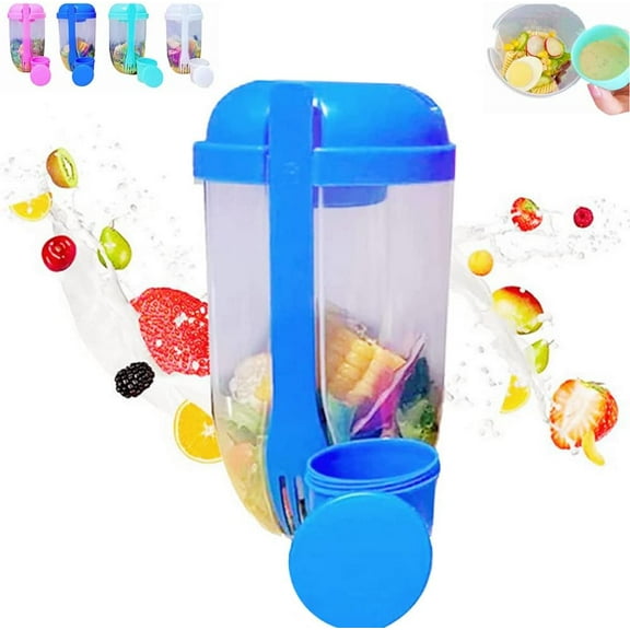 Fresh Salad to Go Container Set, Keep Fit Salad Meal Shaker Cup with Fork and Salad Dressing Holder, Healthy Salad Container, Vegetable Breakfast to Take Away Fruit and for Lunch