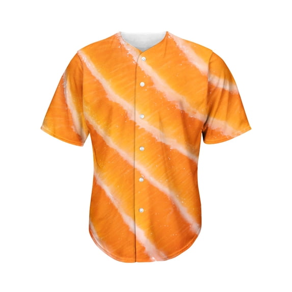 Fresh Salmon Print Active Baseball Jersey for Men and Women, Food Lover Button Down Women’s Baseball Team Shirts.