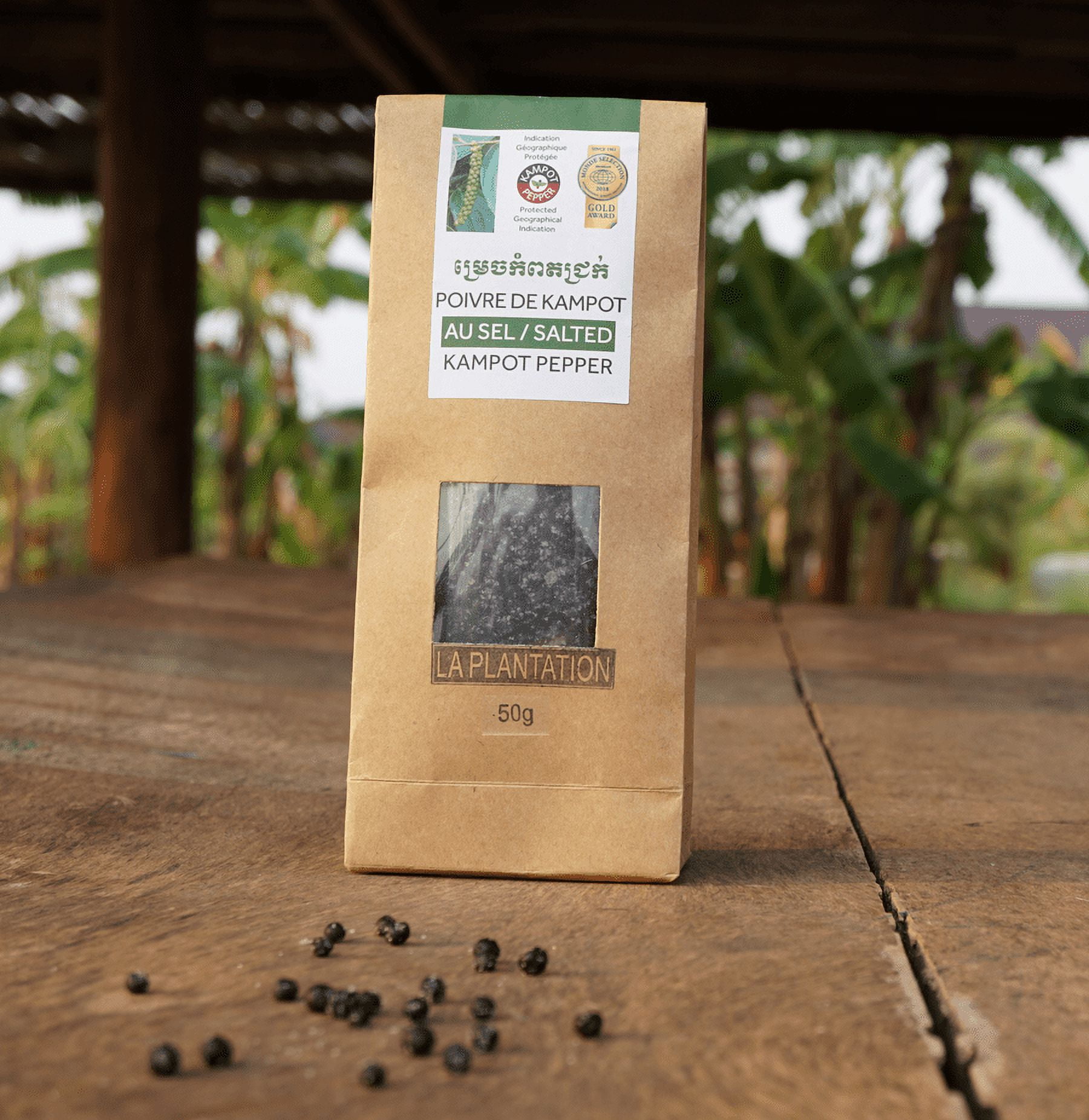 Fresh Salted Kampot Pepper Whole Peppercorns PGI - 50g