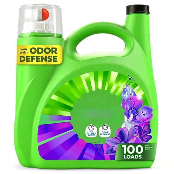 Fresh Scent Liquid Laundry Detergent, Odor Defense, 132 fl oz, 100 Loads