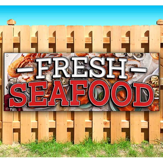 Fresh Seafood 13 oz Vinyl Banner With Metal Grommets