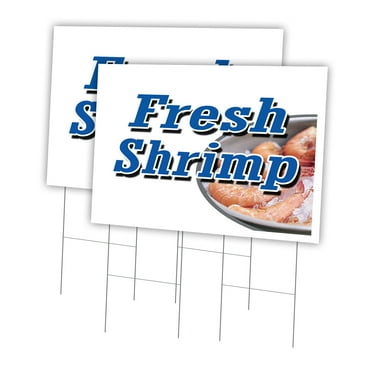 Fresh Shrimp 2 Pack Of 24" x 36" Yard Sign & Stake | Advertise Your Business | Stake Included Image On Front Only | Made in The USA