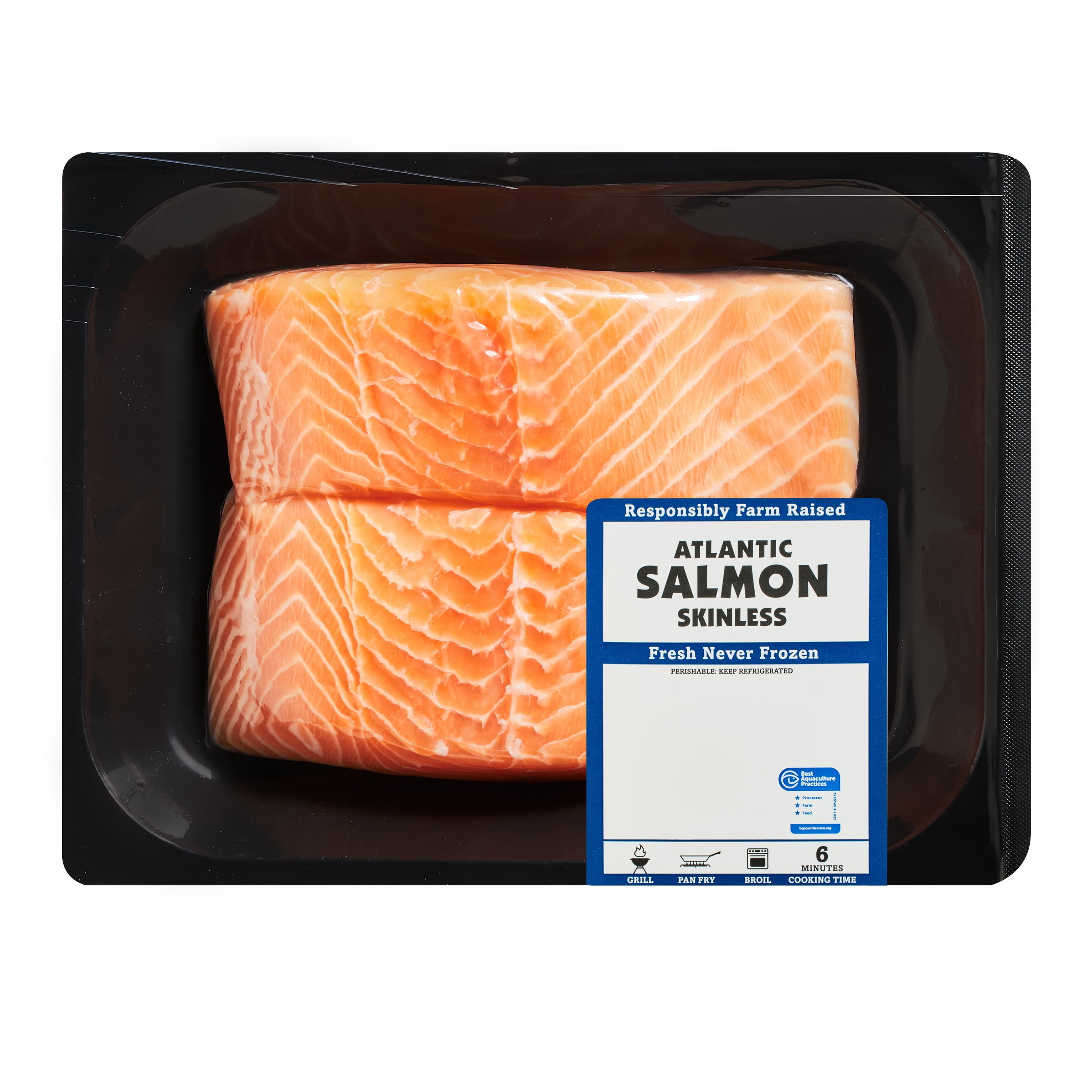Fresh Skinless Atlantic Salmon Portions, 0.95 - 1.05 lb. Whole Salmon
