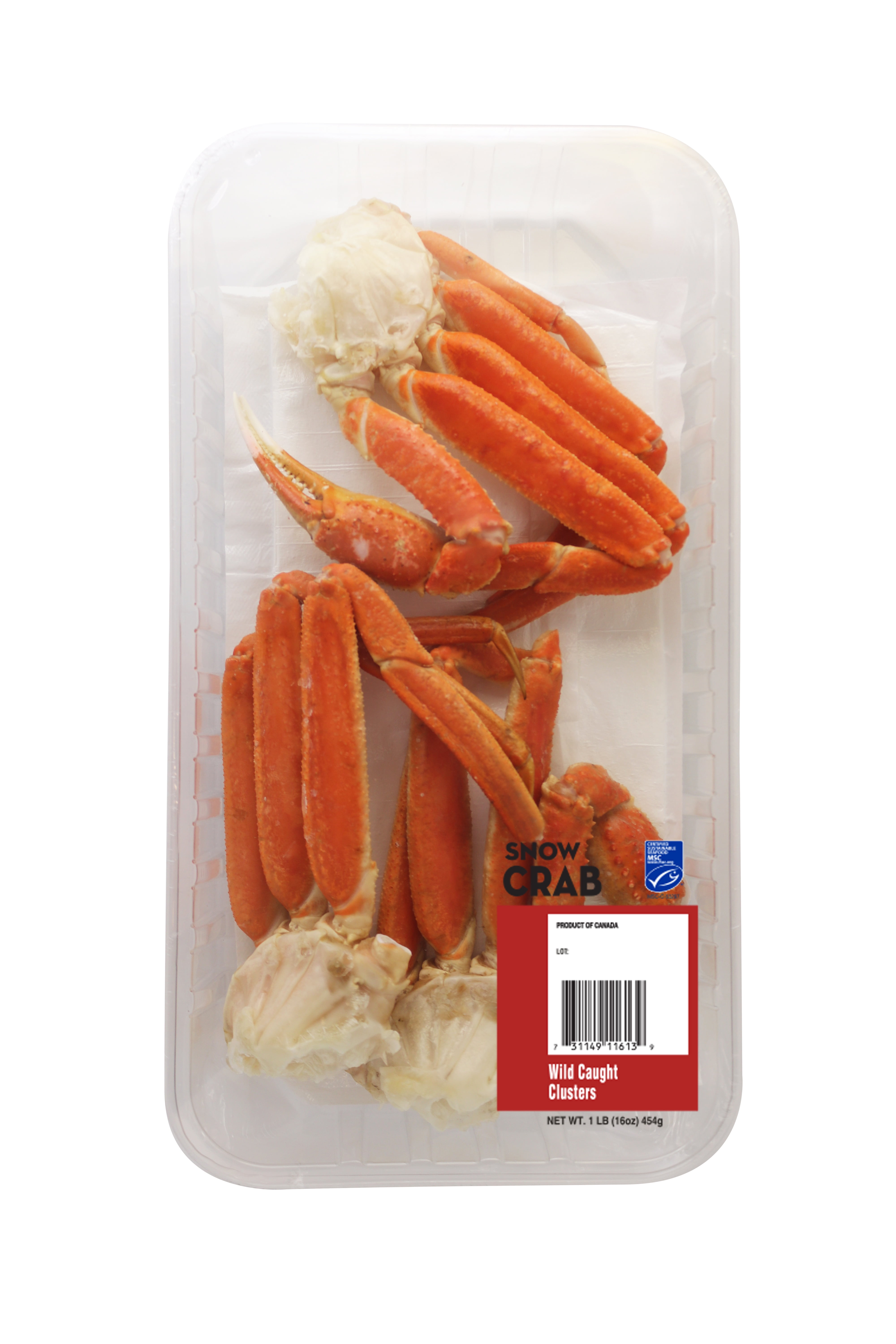 Fresh Snow Crab Seafood Clusters Tray (1lb, 3 Count, 20g Protein per Serving, Shellfish)