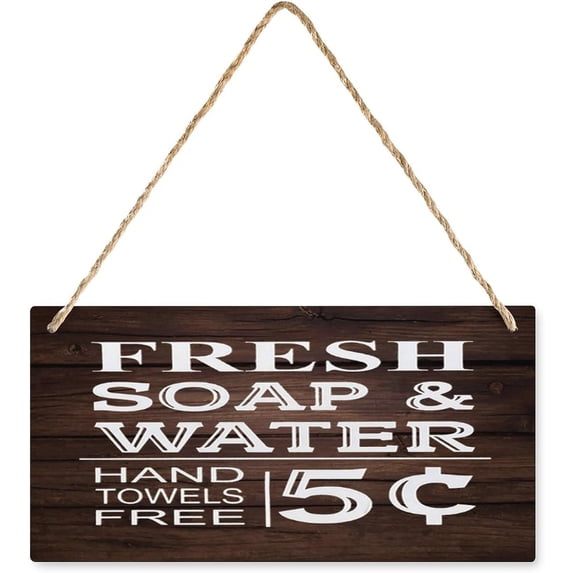 Fresh Soap & Water Farmhouse Bathroom Wooden Sign - 12 x 8 Inch Shelf ...