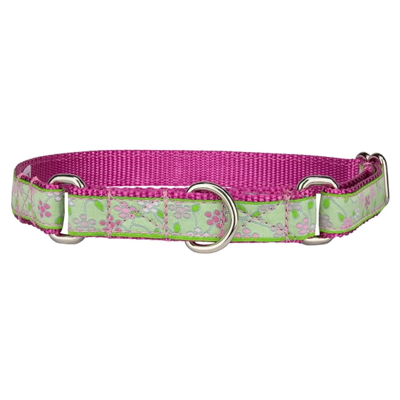 Country Brook Petz® Fresh Spring Floral Woven Ribbon on Rose Martingale Dog Collar Limited Edition, Small