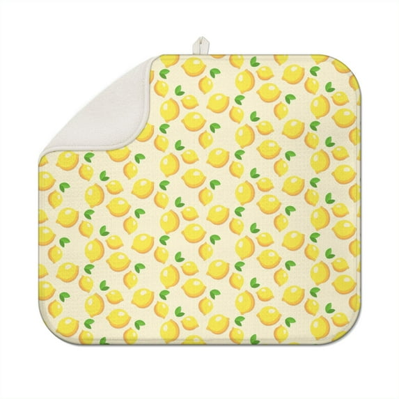 Fresh Spring Lemon Drying Mat 3-Layer Super Absorbent Microfiber Counter Protector