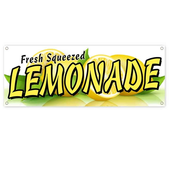Fresh Squeezed Lemonade 13 oz Vinyl Banner With Metal Grommets
