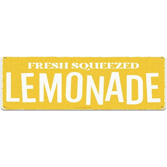 Fresh Squeezed Lemonade Vintage Metal Tin Sign Retro Lemon Print Art Poster Wall Decor for Home Kitchen Porch Dining Room Office Bedroom Garden Yard Indoor Outdoor 4"x16"