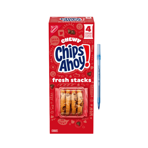 Fresh Stacks Chewy Chocolate Chip Cookies, Travel Snacks, Multi Snack Packs 9 oz