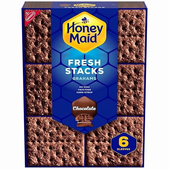 Fresh Stacks Chocolate Graham Crackers, Travel Snacks, 12.2 oz (6 Multi Snack Packs) Pack of 1