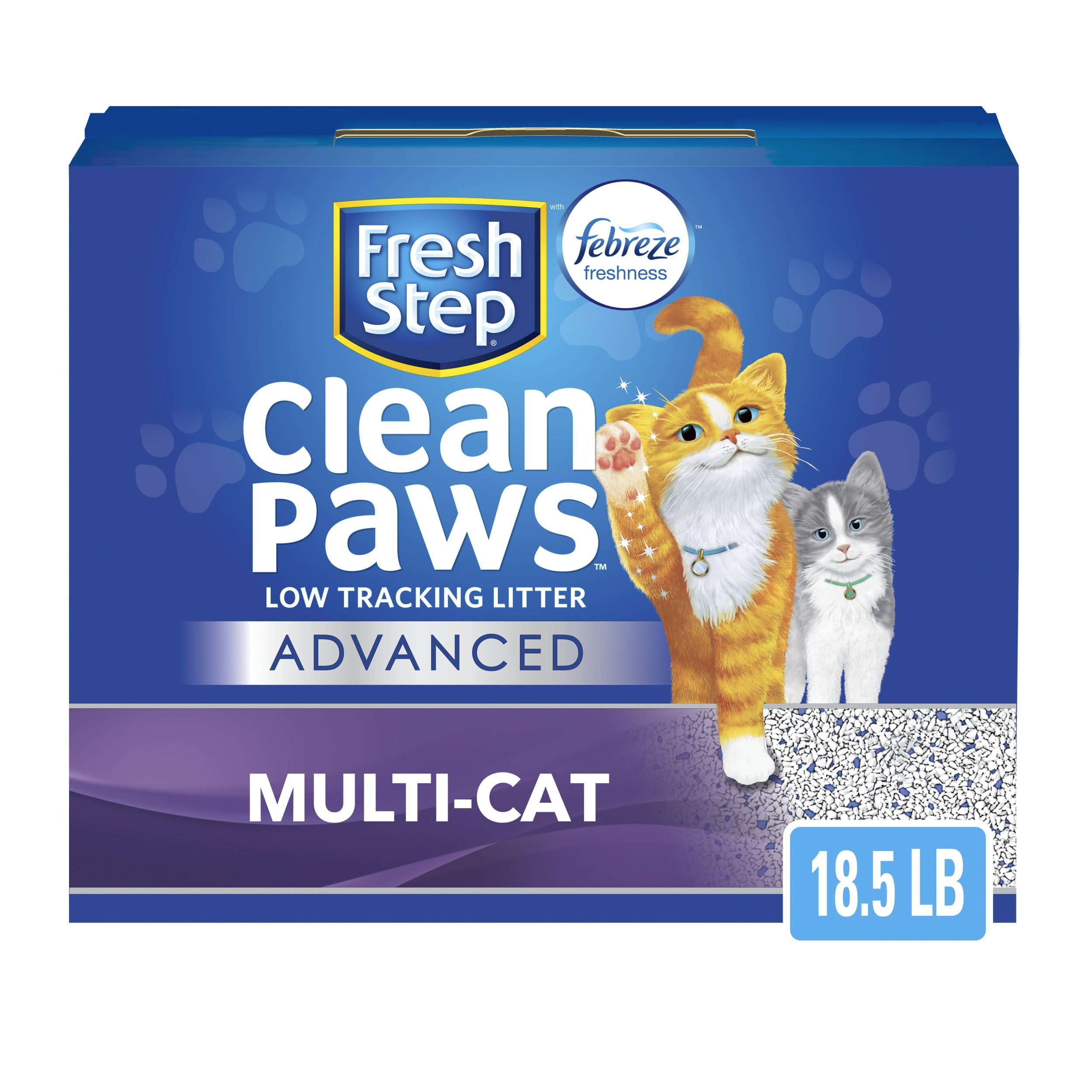 https://i5.walmartimages.com/seo/Fresh-Step-Advanced-Clean-Paws-Clumping-Cat-Litter-Low-Tracking-Odor-Control-18-5-lb_e3365175-0a27-4bbb-9815-0e1ee7d0ee42.c75f6c405cbd5aa11e4c3f6481adaed8.jpeg