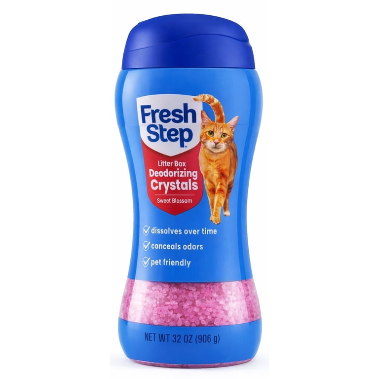 litter box freshness booster Fresh Step Cat Litter Deodorizing Scent Boosting Crystals in Sweet Blossom Scent, 32oz
