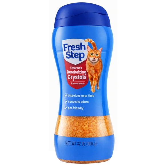 Fresh Step Cat Litter Deodorizing Scent Boosting Crystals in Tropical Summer Breeze Scent, 32 Ounce